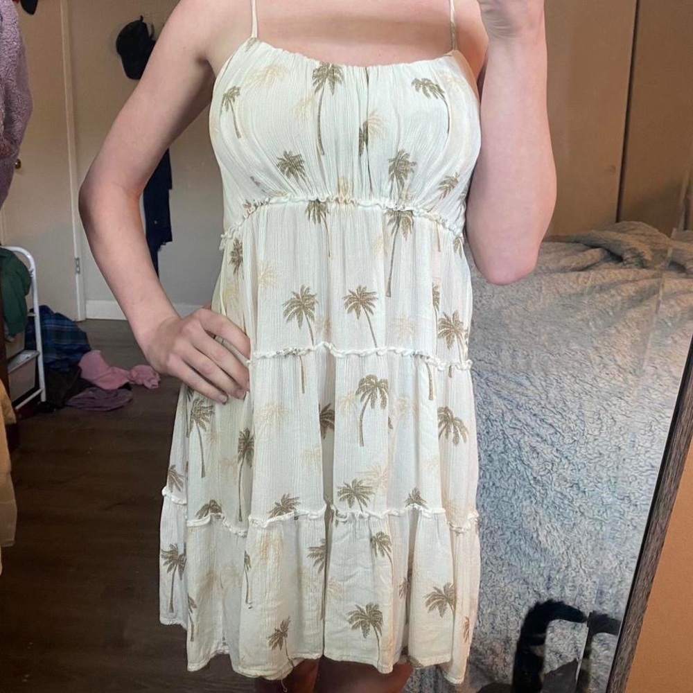 Ocean drive ivory palm tree sun dress